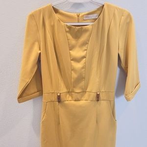 Yellow knee-length office dress